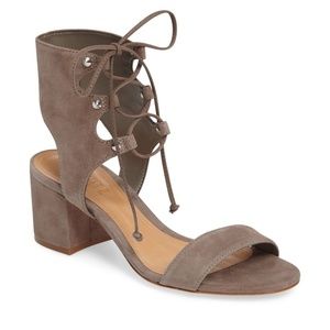Schutz Darby Suede Lace Up Sandals Heels